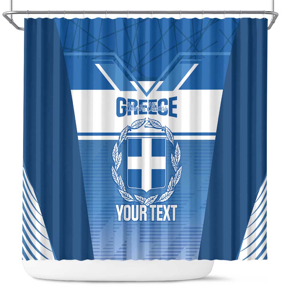 Custom Greece Football Shower Curtain Go Ethniki Coat Of Arms Style LT14