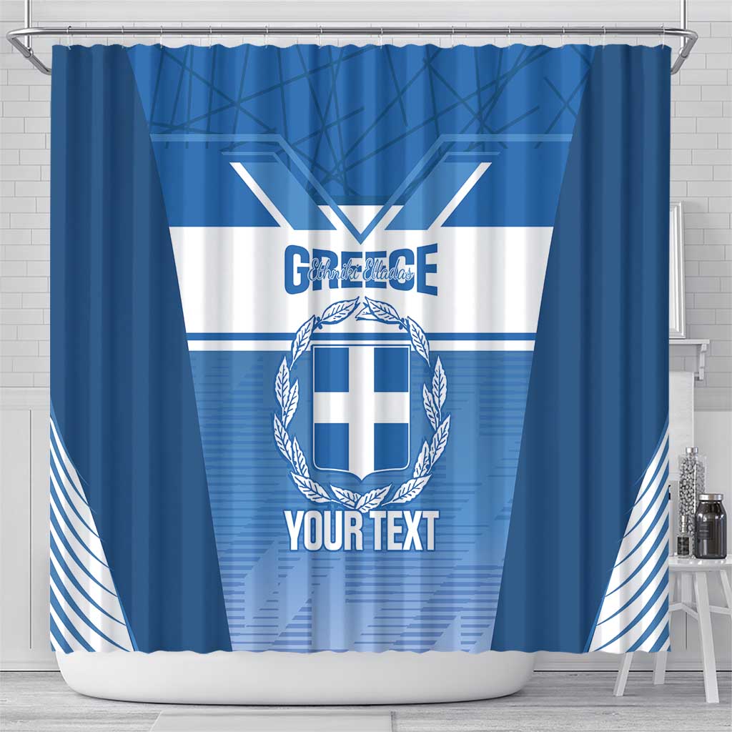 Custom Greece Football Shower Curtain Go Ethniki Coat Of Arms Style LT14