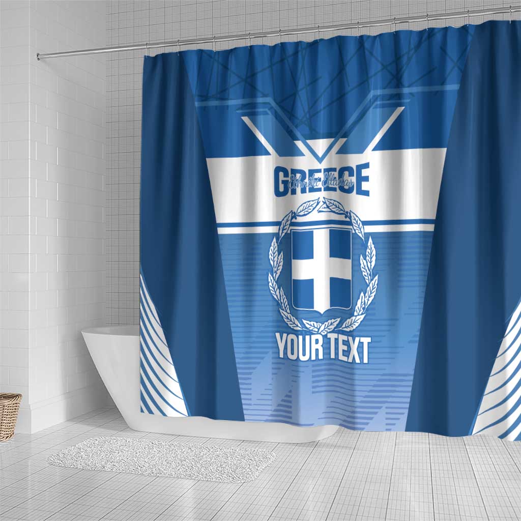 Custom Greece Football Shower Curtain Go Ethniki Coat Of Arms Style LT14