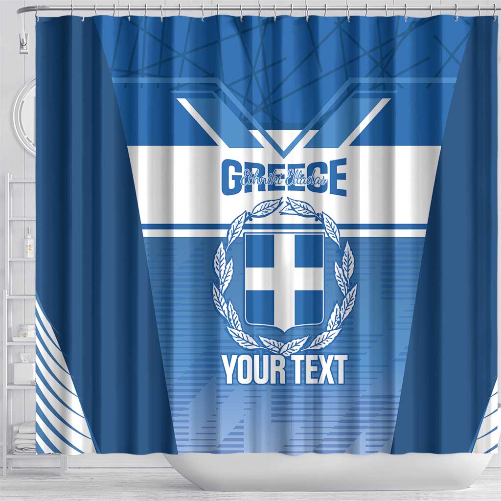 Custom Greece Football Shower Curtain Go Ethniki Coat Of Arms Style LT14