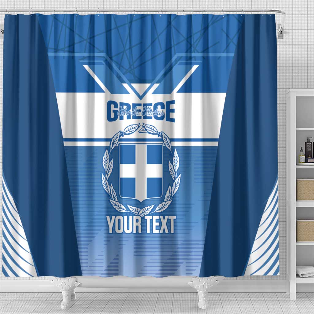 Custom Greece Football Shower Curtain Go Ethniki Coat Of Arms Style LT14