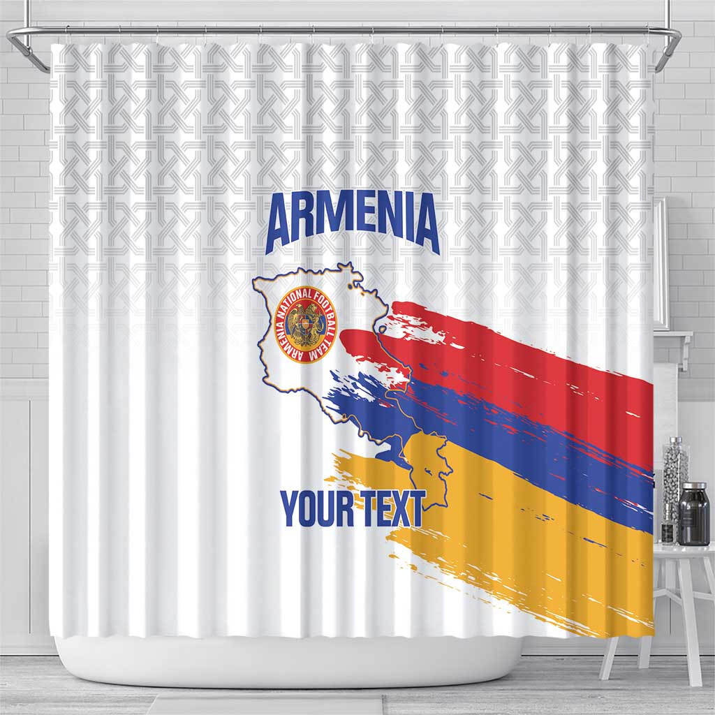 Custom Armenia Football Shower Curtain Armenian Map Knot Pattern LT14