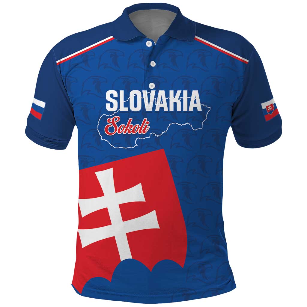 Custom Slovakia Football Polo Shirt Come On Sokoli Falcon Pattern LT14