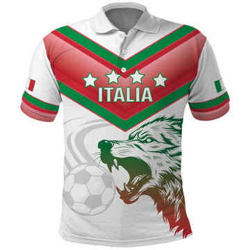 Custom Italy Football Polo Shirt Go Gli Azzurri Italian Wolf LT14