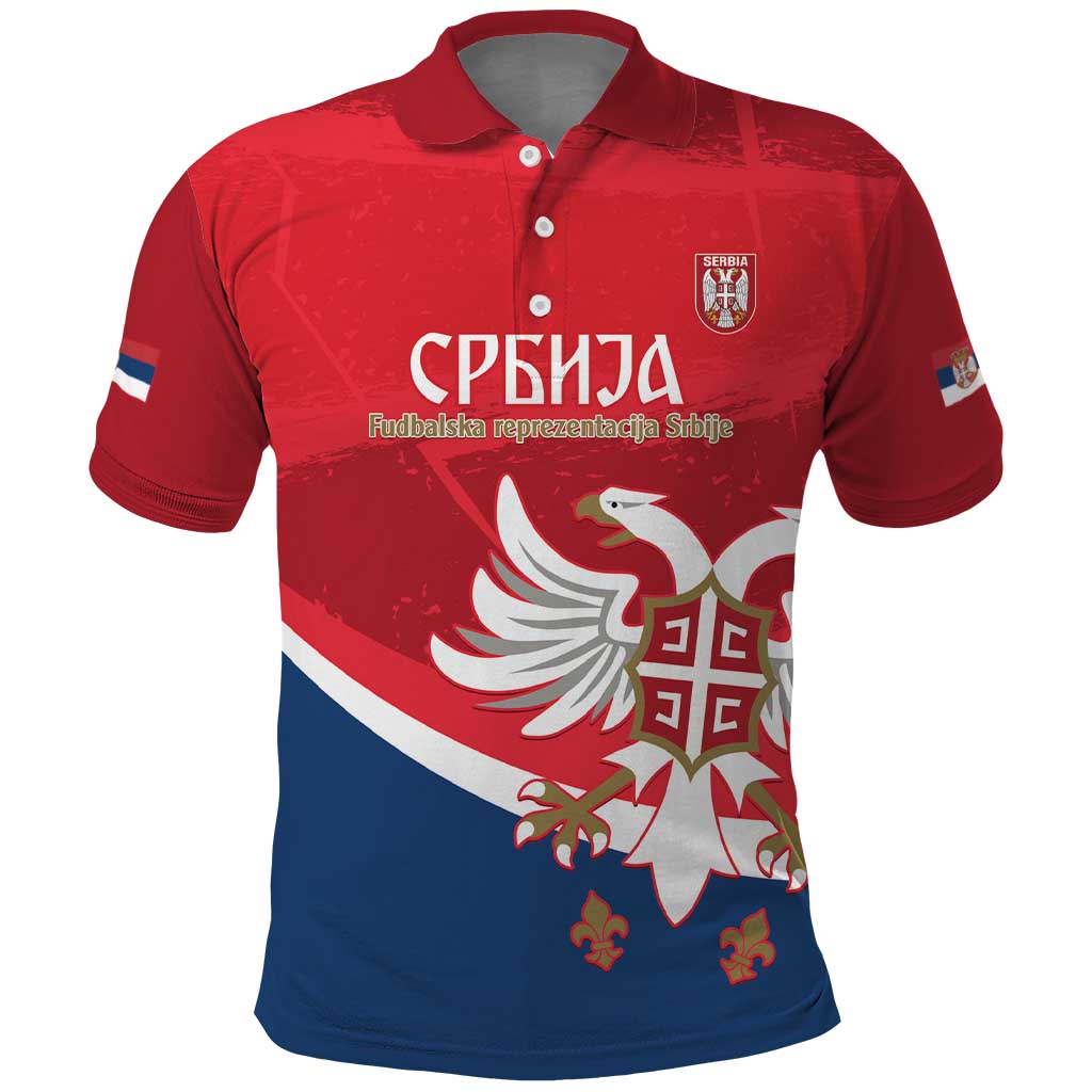 Custom Serbia Football Polo Shirt Come On Ealges Coat Of Arms Style LT14