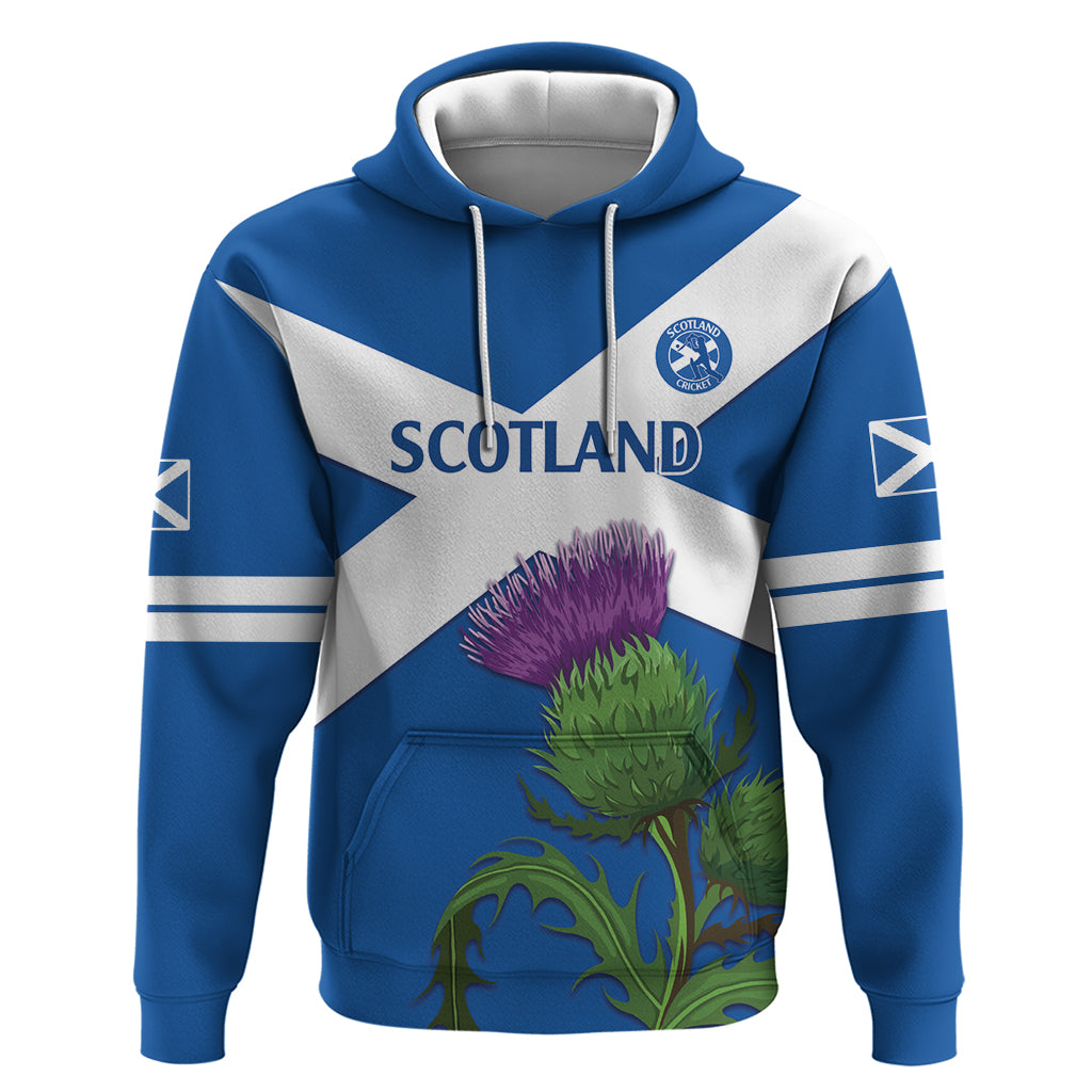 Custom Scotland Cricket Hoodie 2024 Scottish Thistle Flag Style LT14