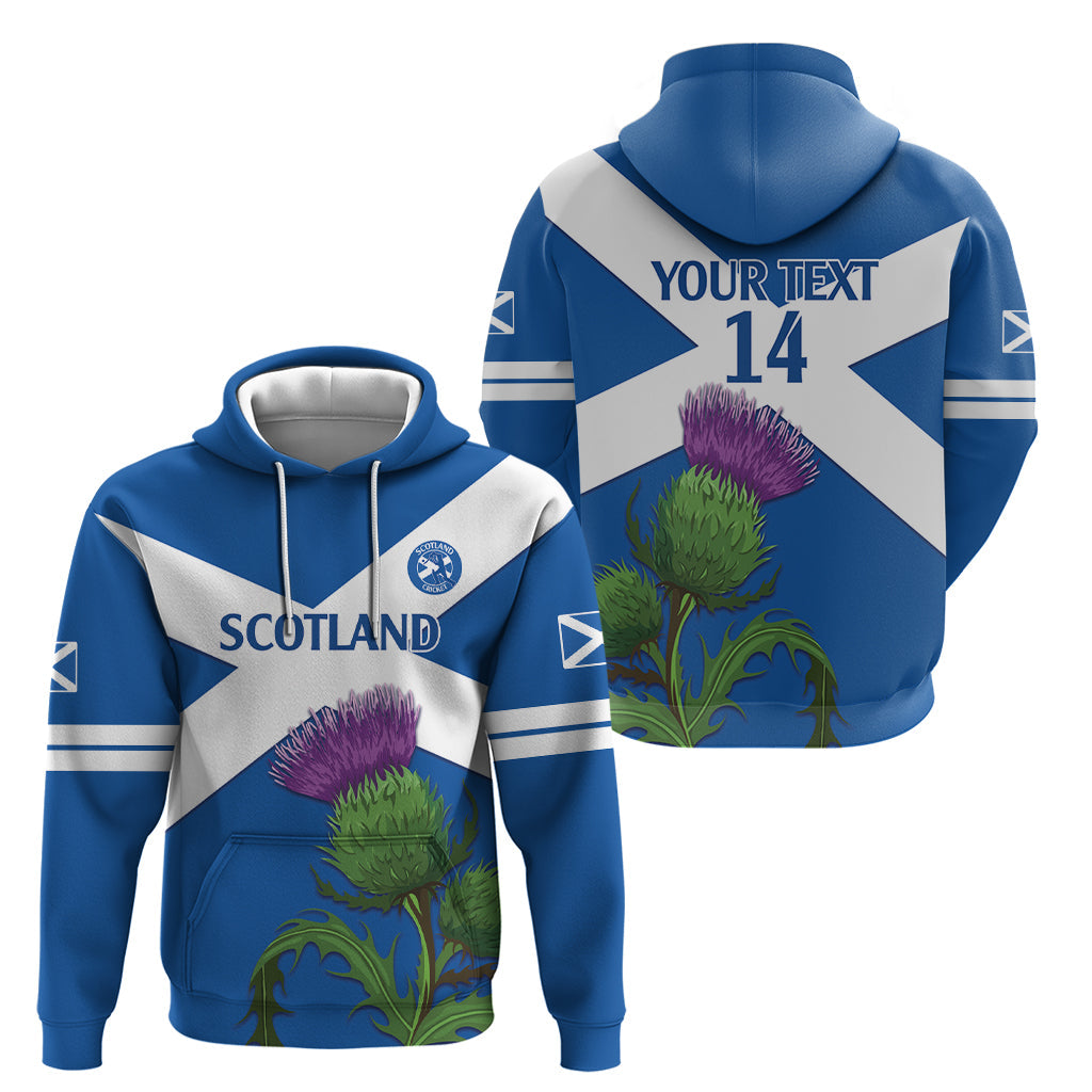 Custom Scotland Cricket Hoodie 2024 Scottish Thistle Flag Style LT14