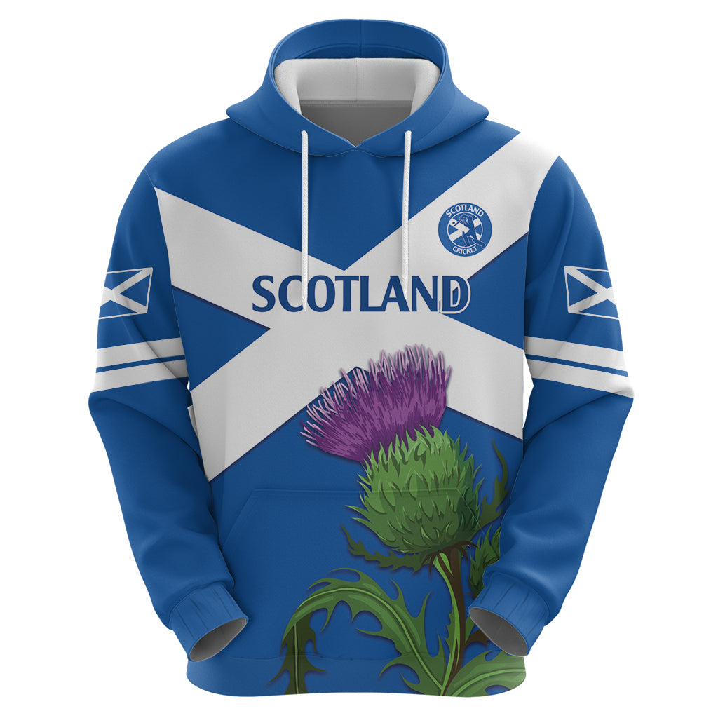 Custom Scotland Cricket Hoodie 2024 Scottish Thistle Flag Style LT14