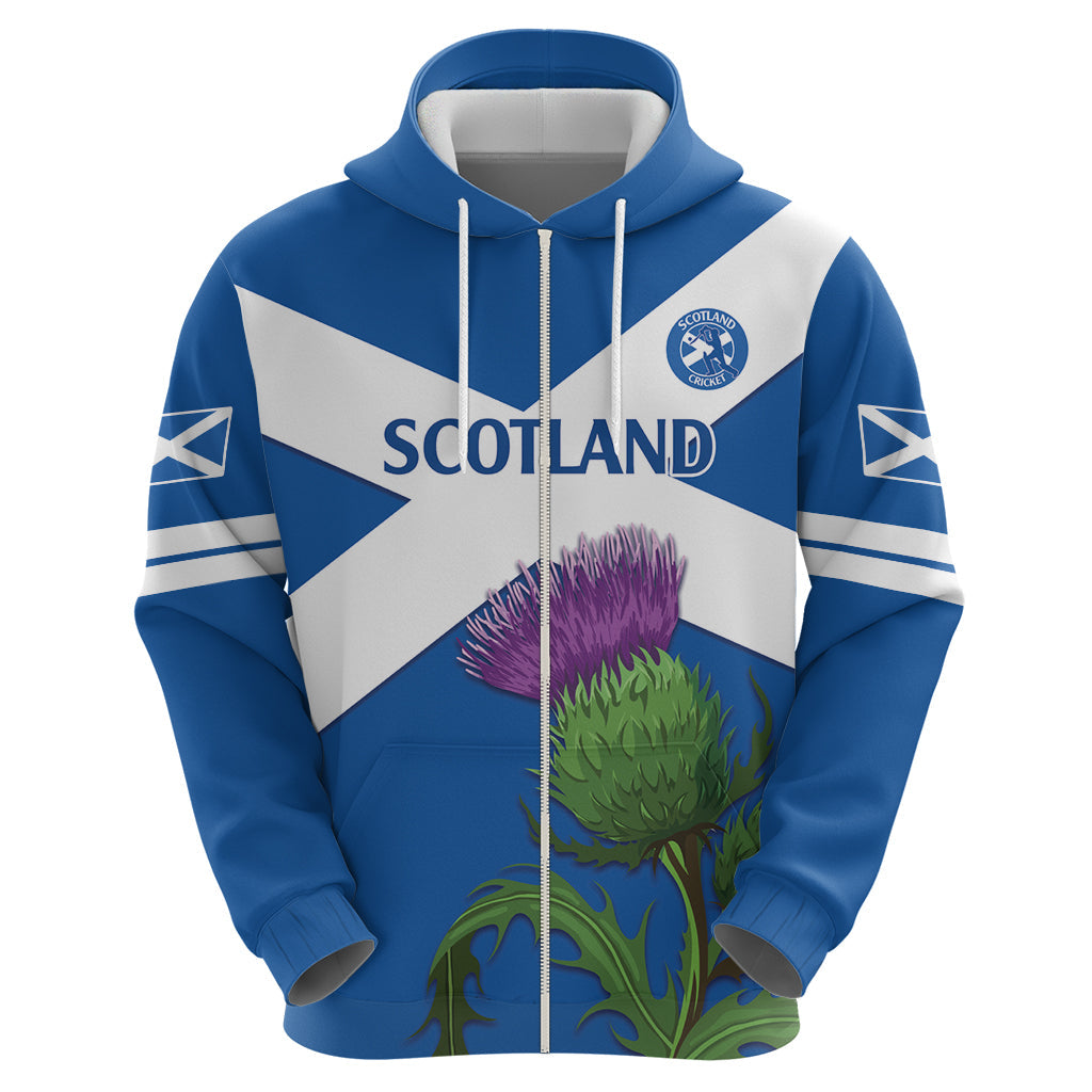 Custom Scotland Cricket Hoodie 2024 Scottish Thistle Flag Style LT14