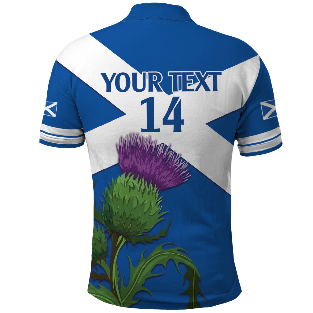 Custom Scotland Cricket Polo Shirt 2024 Scottish Thistle Flag Style LT14