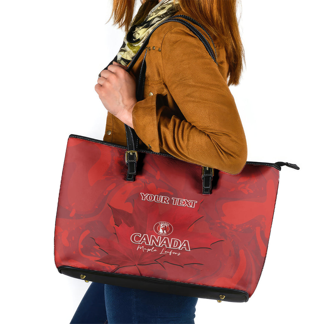 Custom Canada Cricket Leather Tote Bag 2024 Maple Leaf Go Champions LT14