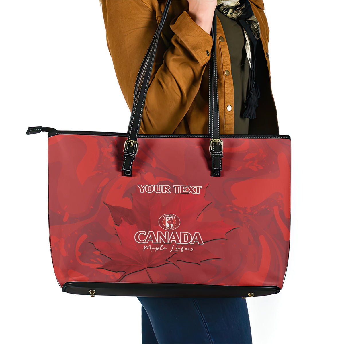 Custom Canada Cricket Leather Tote Bag 2024 Maple Leaf Go Champions LT14