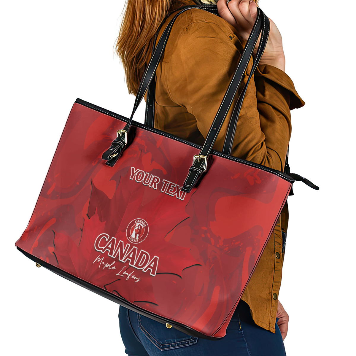 Custom Canada Cricket Leather Tote Bag 2024 Maple Leaf Go Champions LT14