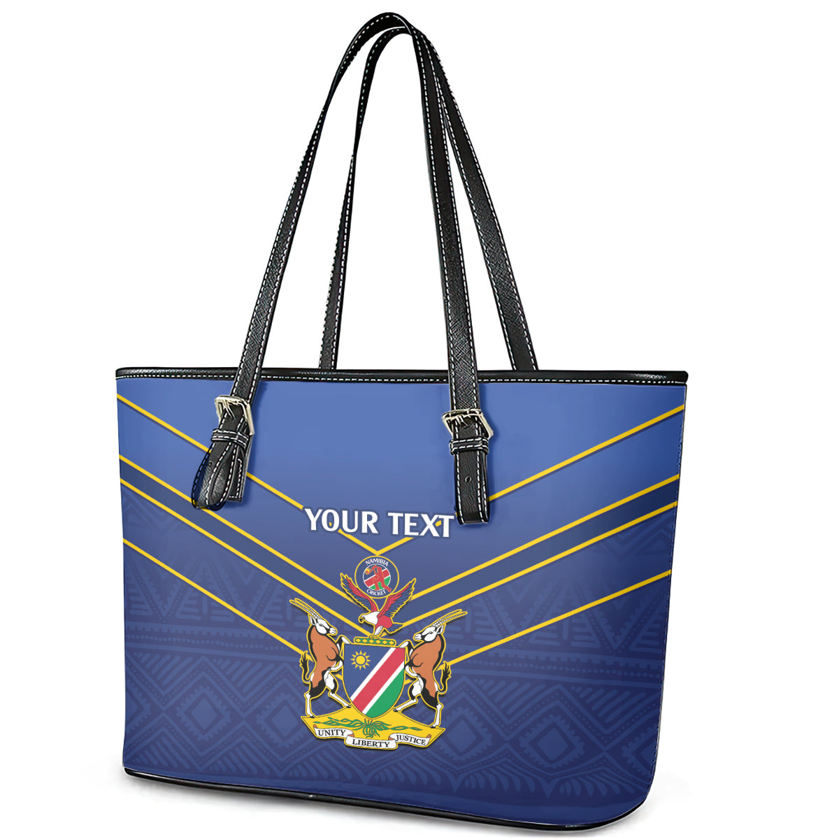 Custom Namibia Cricket Leather Tote Bag 2024 Go Eagles African Pattern LT14