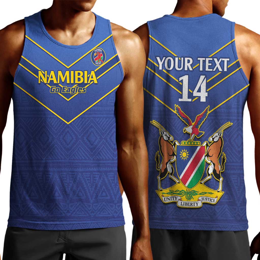 Custom Namibia Cricket Men Tank Top 2024 Go Eagles African Pattern LT14