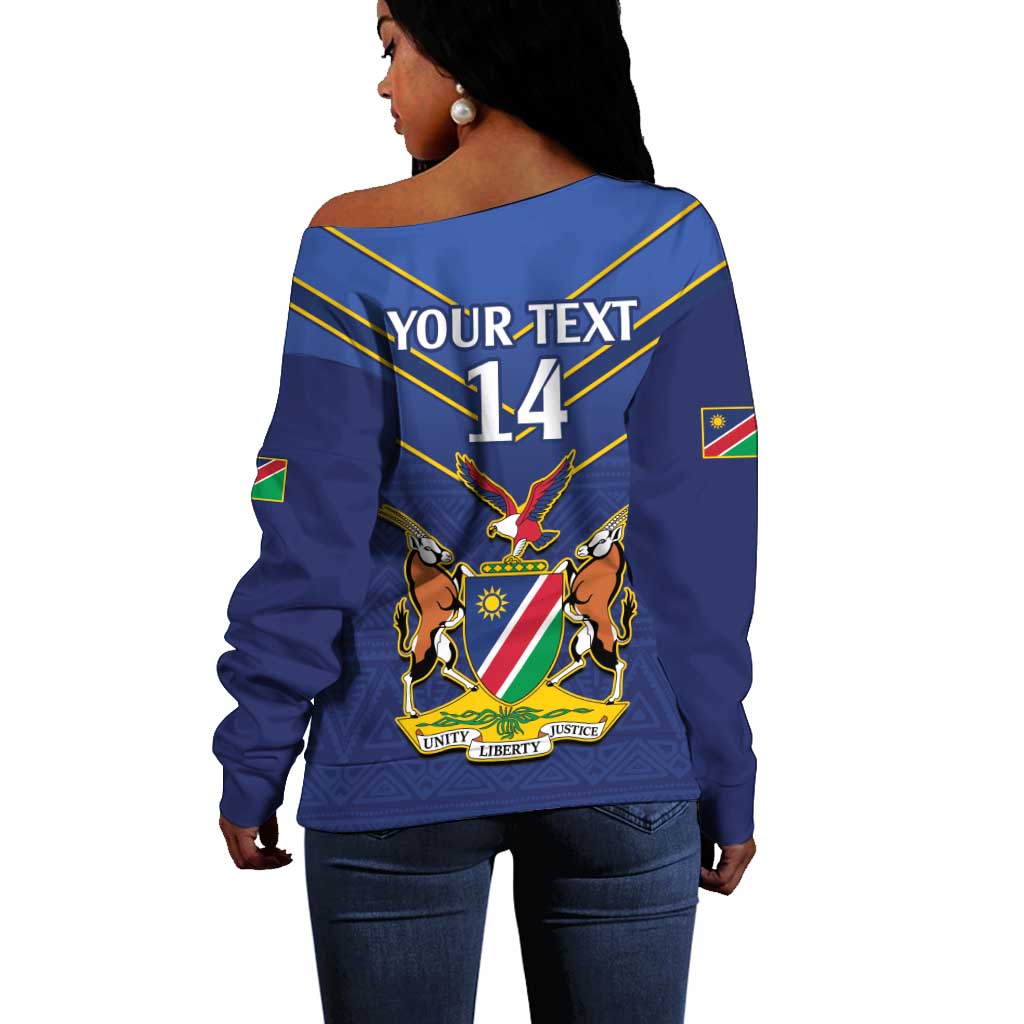 Custom Namibia Cricket Off Shoulder Sweater 2024 Go Eagles African Pattern LT14