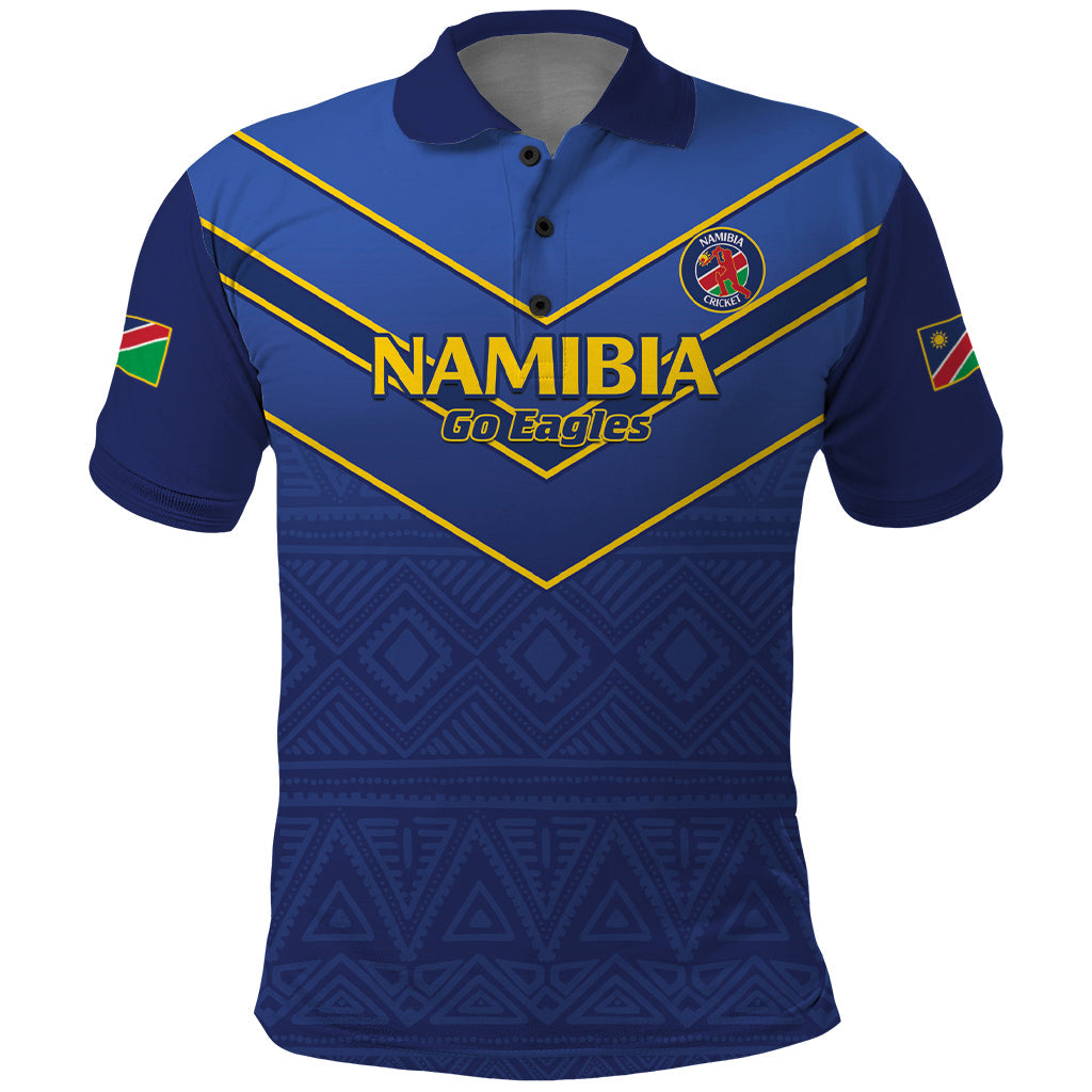 Custom Namibia Cricket Polo Shirt 2024 Go Eagles African Pattern LT14