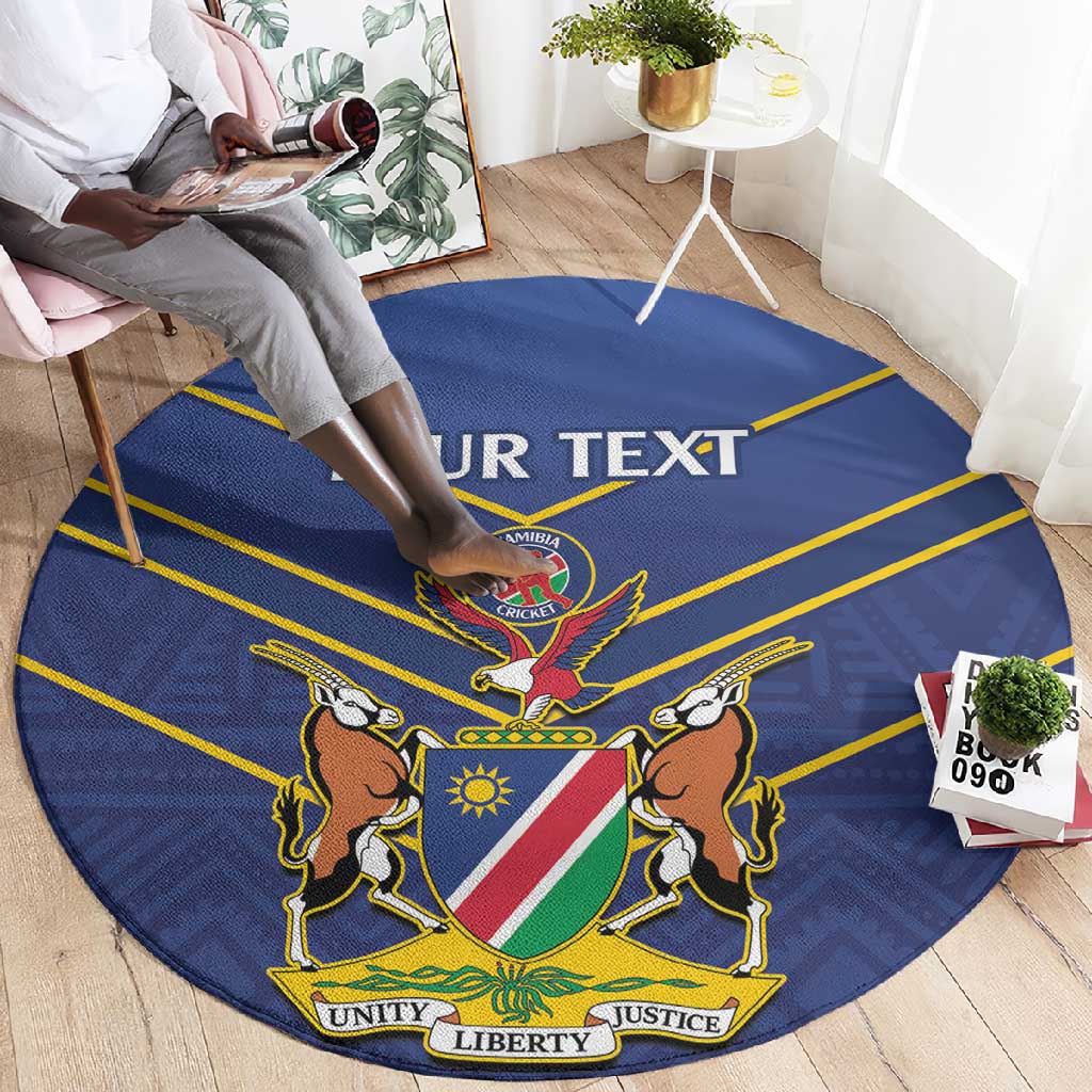 Custom Namibia Cricket Round Carpet 2024 Go Eagles African Pattern LT14