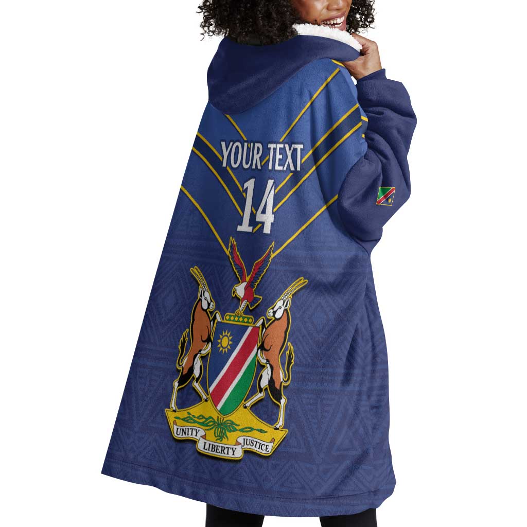 Custom Namibia Cricket Wearable Blanket Hoodie 2024 Go Eagles African Pattern LT14
