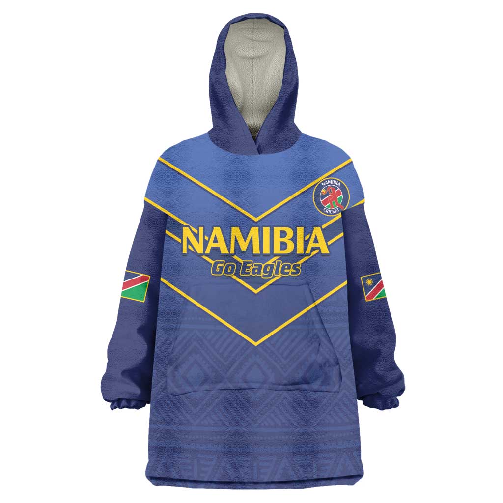 Custom Namibia Cricket Wearable Blanket Hoodie 2024 Go Eagles African Pattern LT14