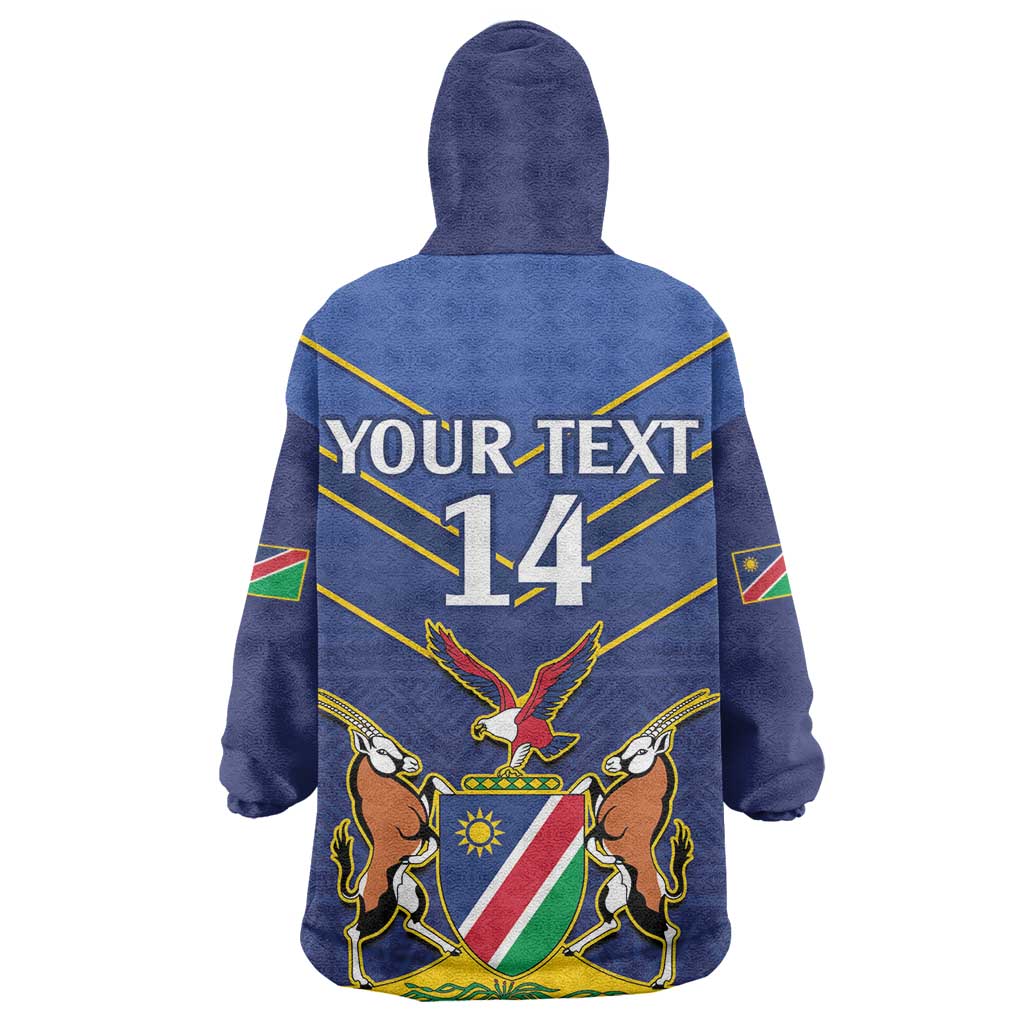 Custom Namibia Cricket Wearable Blanket Hoodie 2024 Go Eagles African Pattern LT14