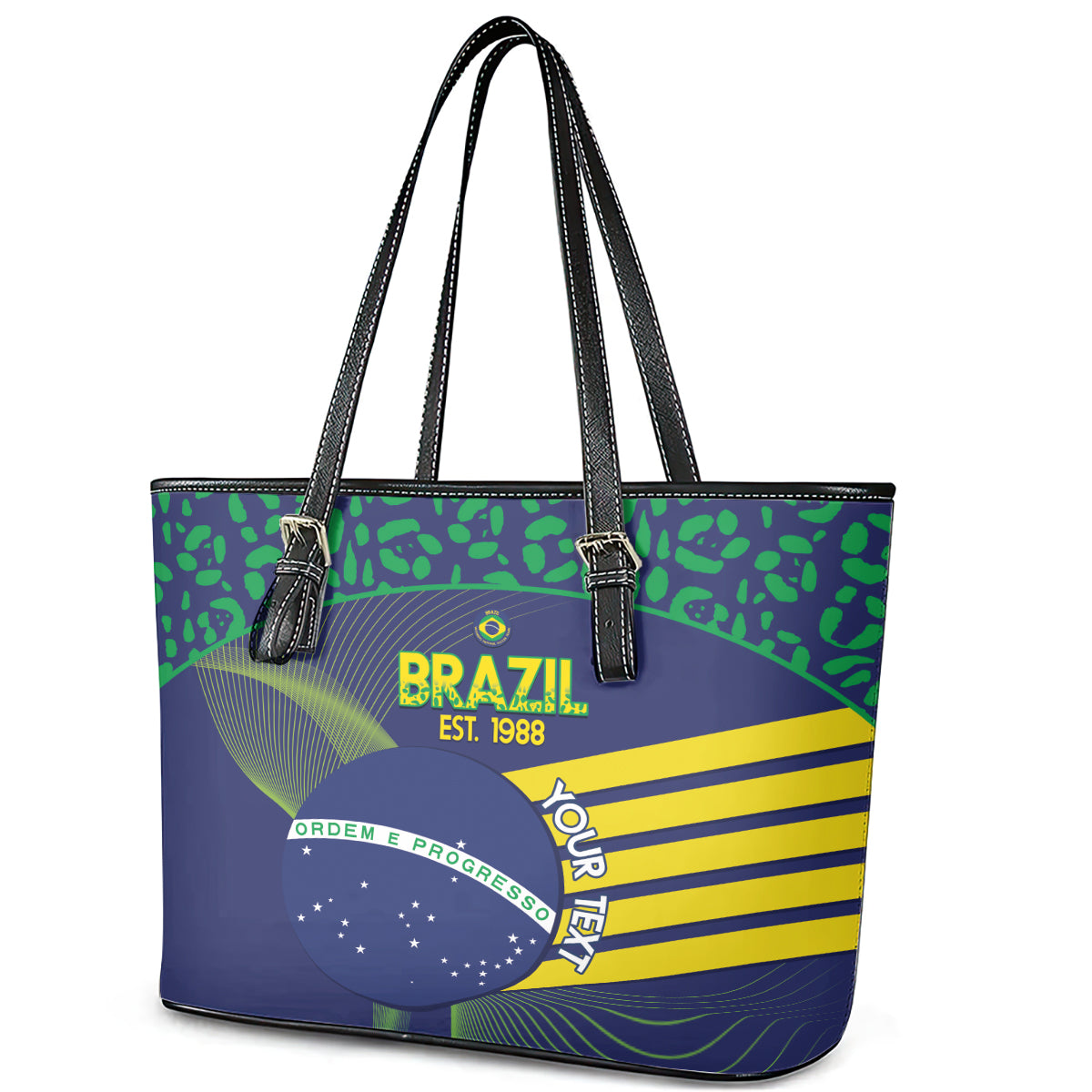 Custom Brazil Football Leather Tote Bag Summer 2024 Go Champions Selecao LT14