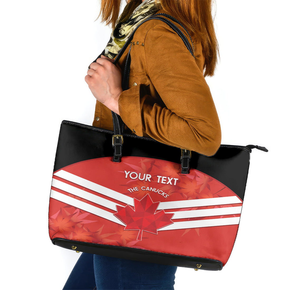 Custom Canada Soccer Leather Tote Bag Summer 2024 Go Champions Canucks LT14