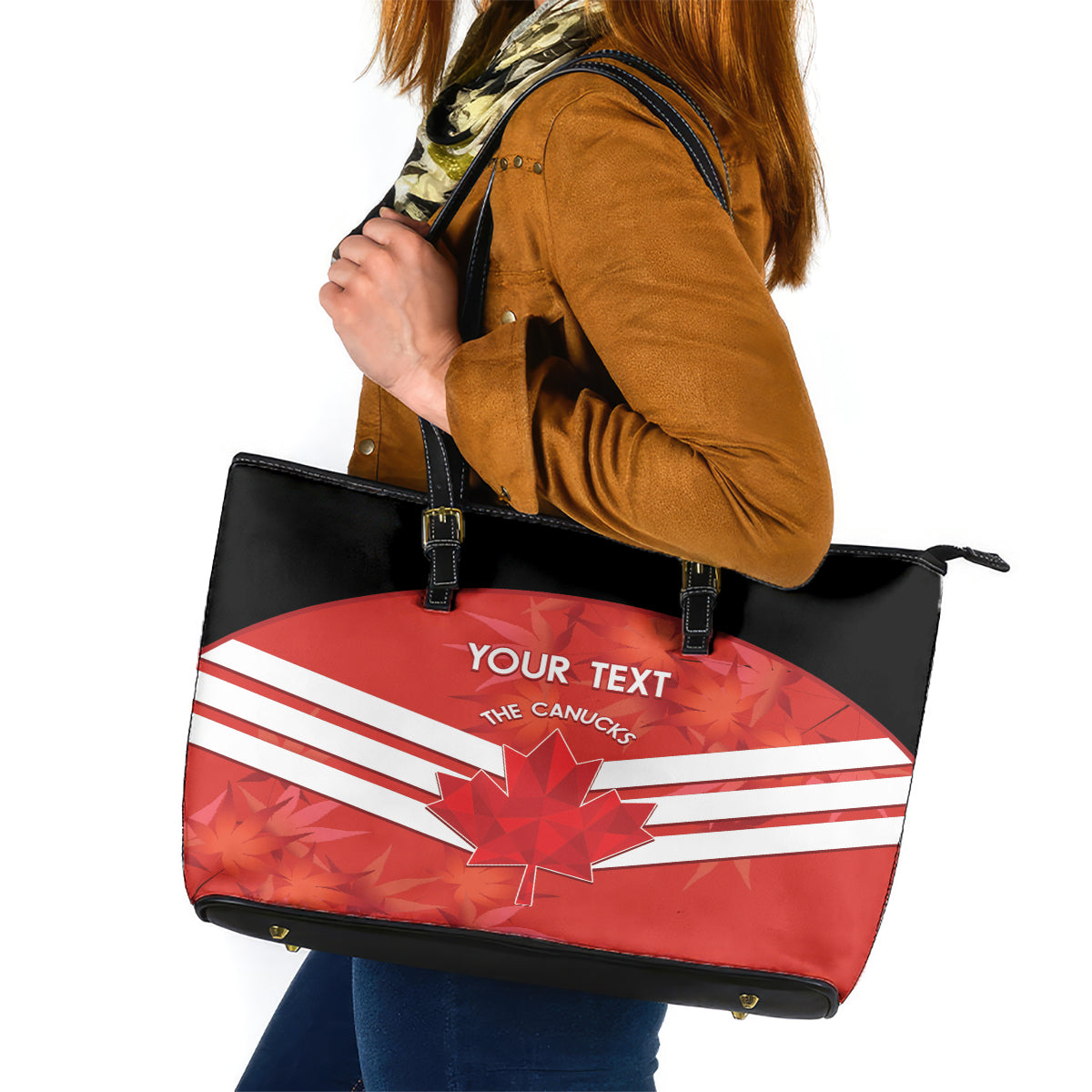 Custom Canada Soccer Leather Tote Bag Summer 2024 Go Champions Canucks LT14