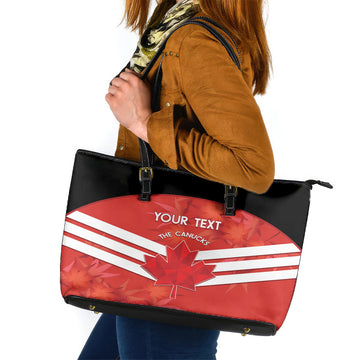 Custom Canada Soccer Leather Tote Bag Summer 2024 Go Champions Canucks LT14
