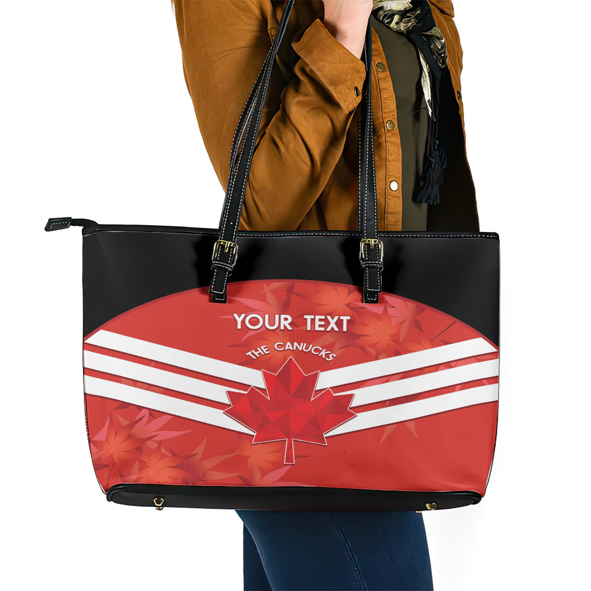Custom Canada Soccer Leather Tote Bag Summer 2024 Go Champions Canucks LT14