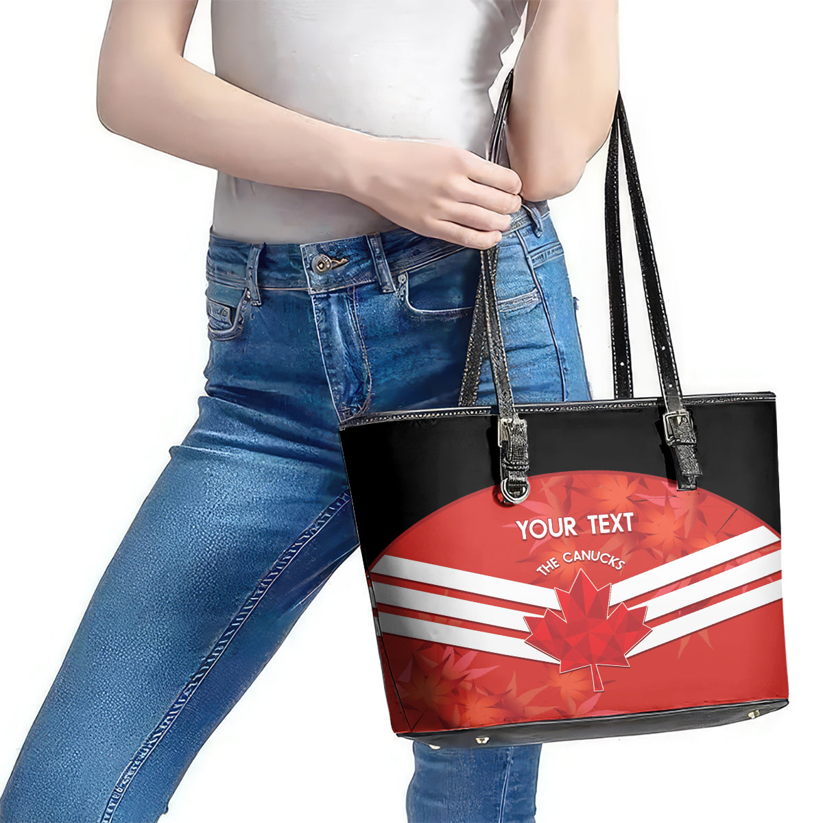 Custom Canada Soccer Leather Tote Bag Summer 2024 Go Champions Canucks LT14