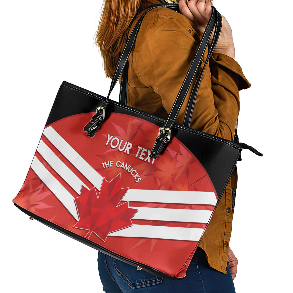 Custom Canada Soccer Leather Tote Bag Summer 2024 Go Champions Canucks LT14