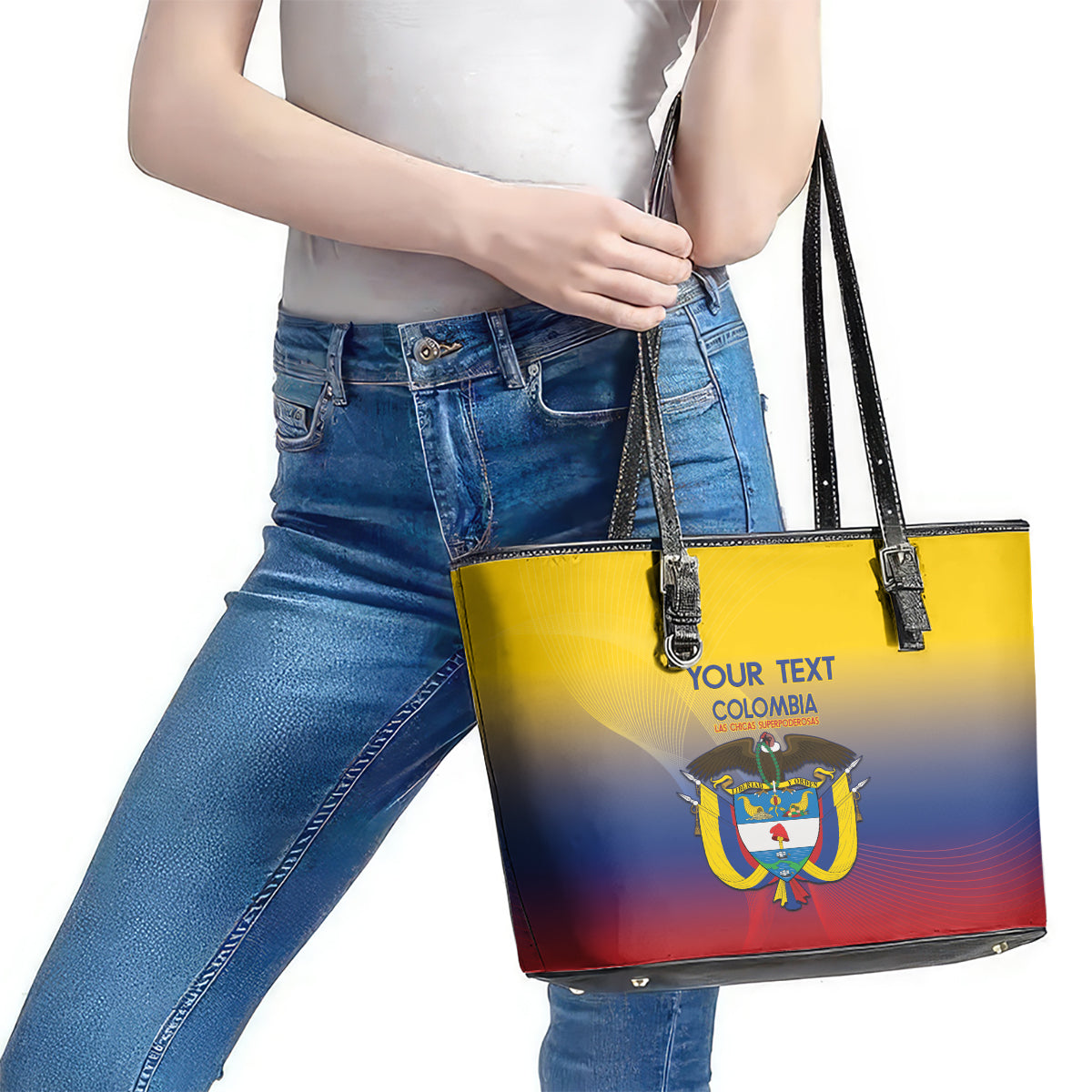 Custom Colombia Football Leather Tote Bag Summer 2024 Las Chicas Superpoderosas LT14