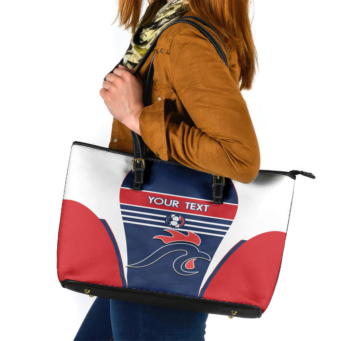 Custom France Football Leather Tote Bag Summer 2024 Les Bleues LT14