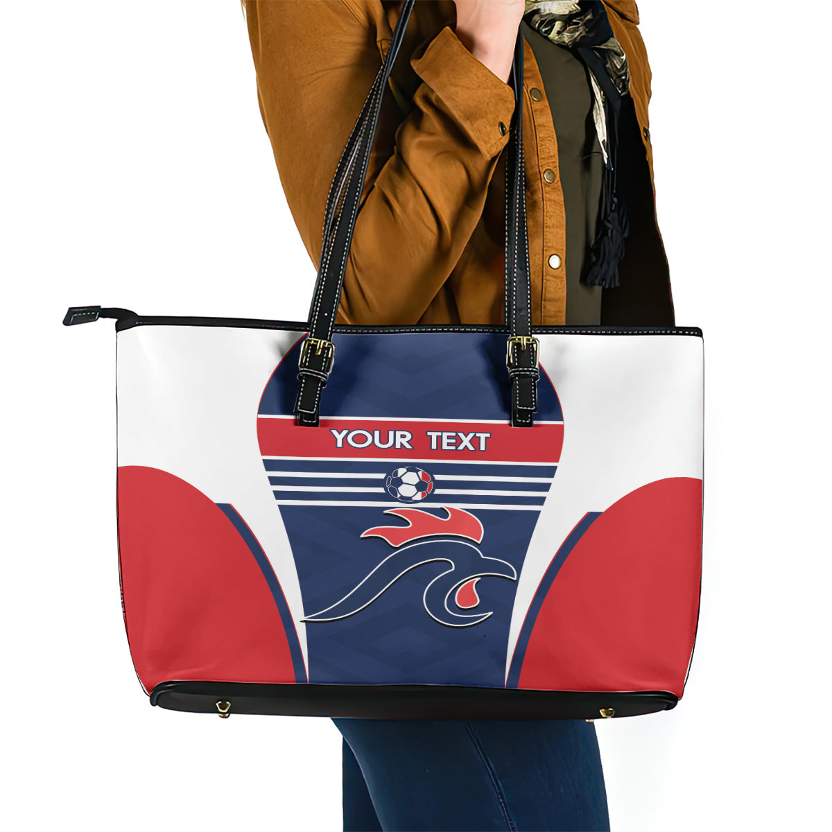 Custom France Football Leather Tote Bag Summer 2024 Les Bleues LT14