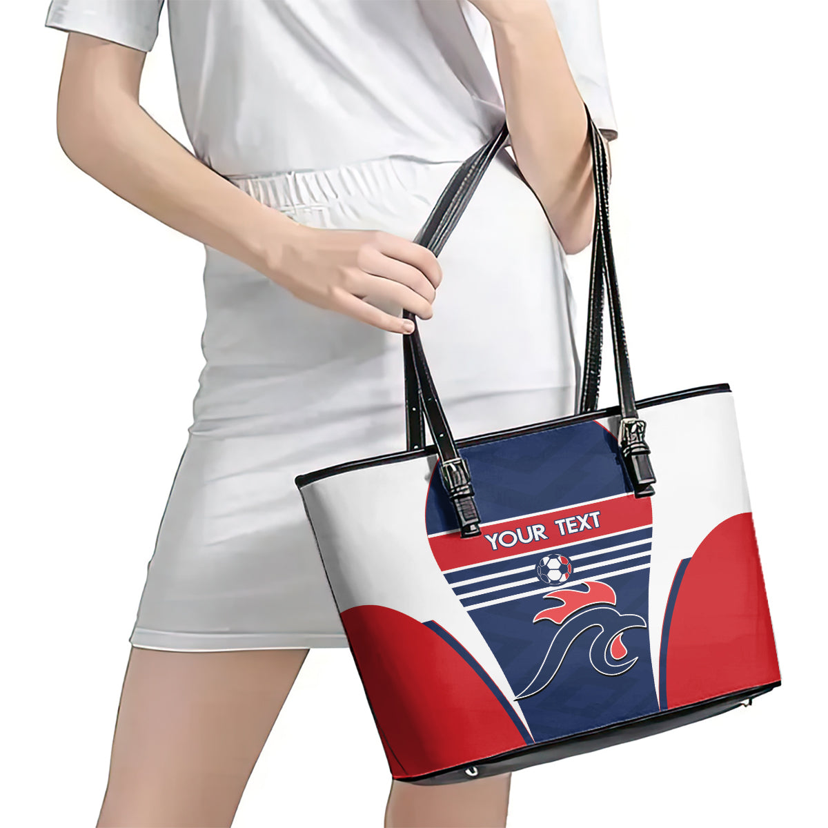 Custom France Football Leather Tote Bag Summer 2024 Les Bleues LT14