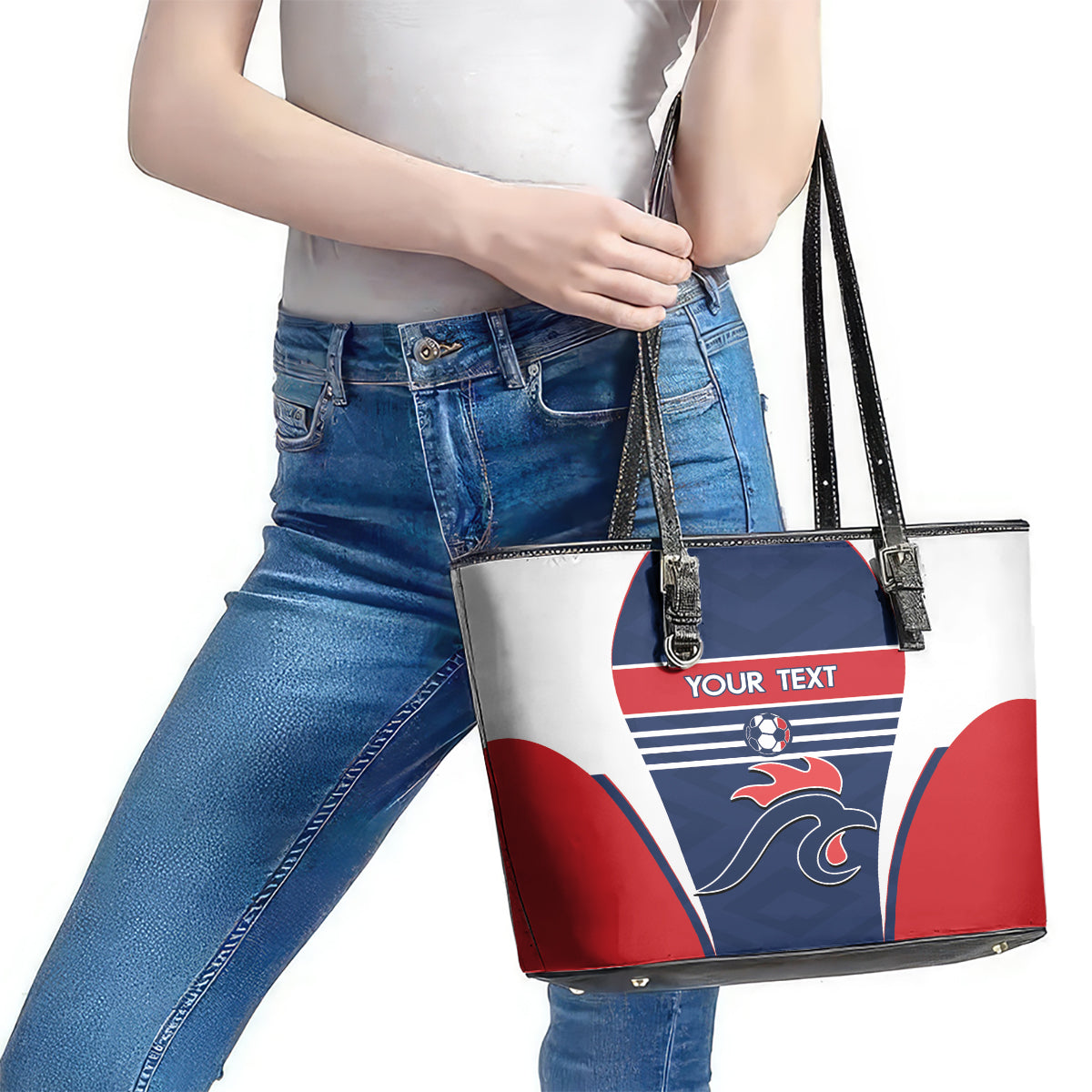 Custom France Football Leather Tote Bag Summer 2024 Les Bleues LT14