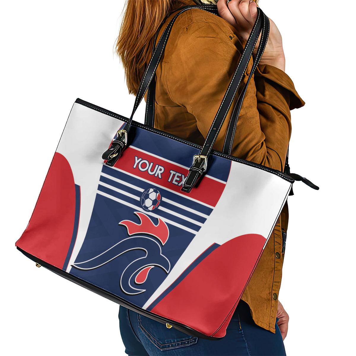 Custom France Football Leather Tote Bag Summer 2024 Les Bleues LT14