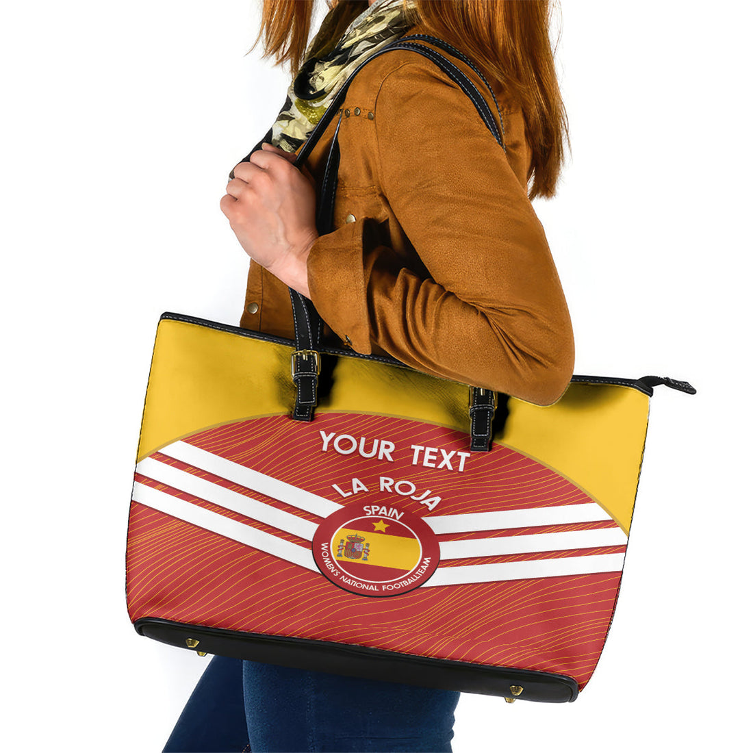 Custom Spain Football Leather Tote Bag Summer 2024 La Roja LT14