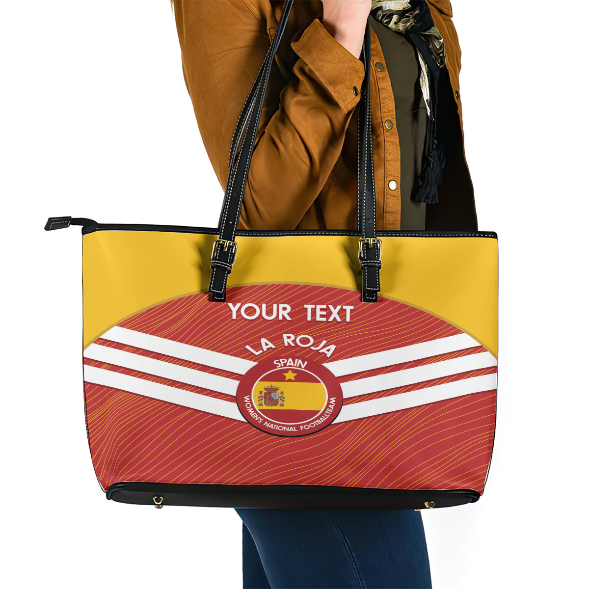 Custom Spain Football Leather Tote Bag Summer 2024 La Roja LT14