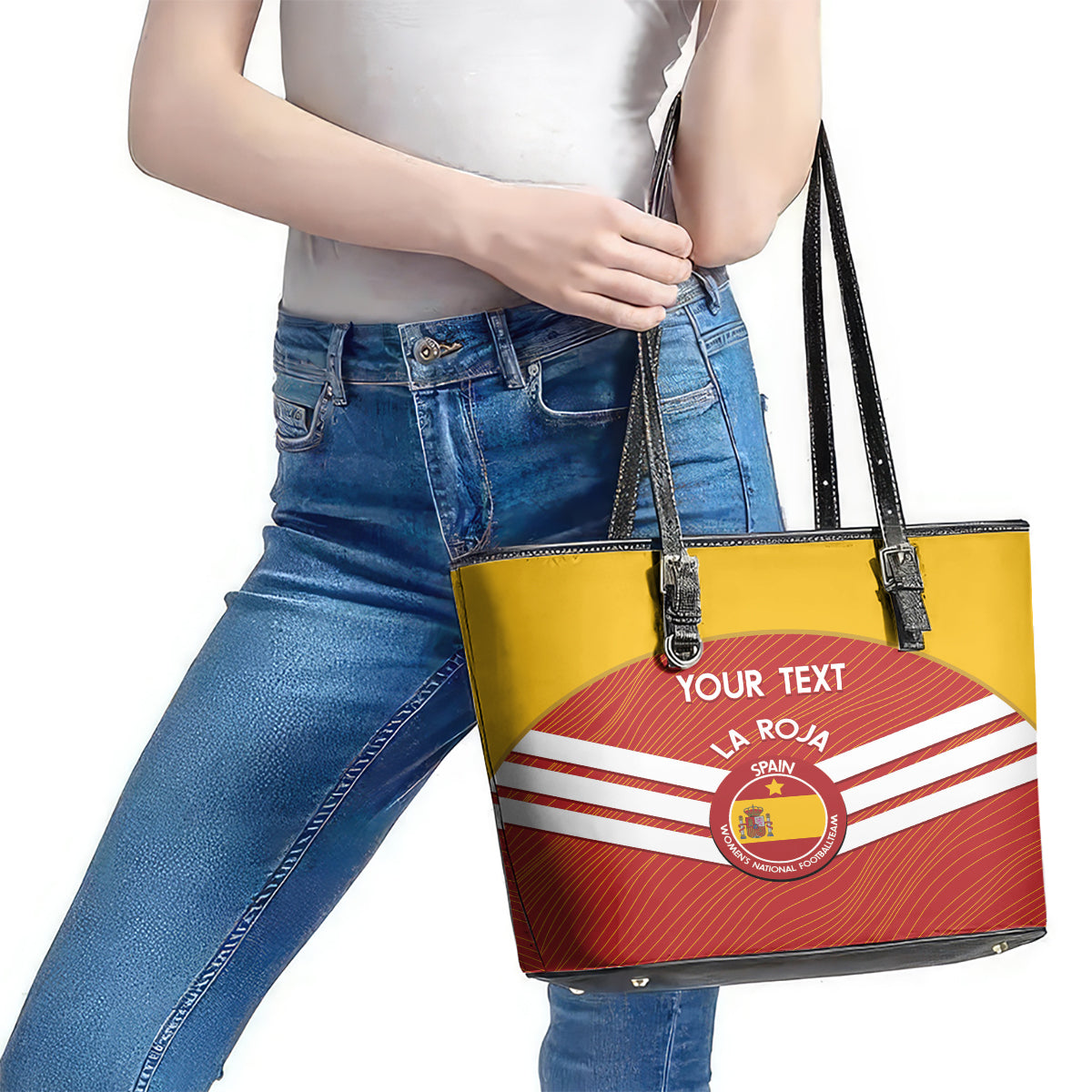 Custom Spain Football Leather Tote Bag Summer 2024 La Roja LT14