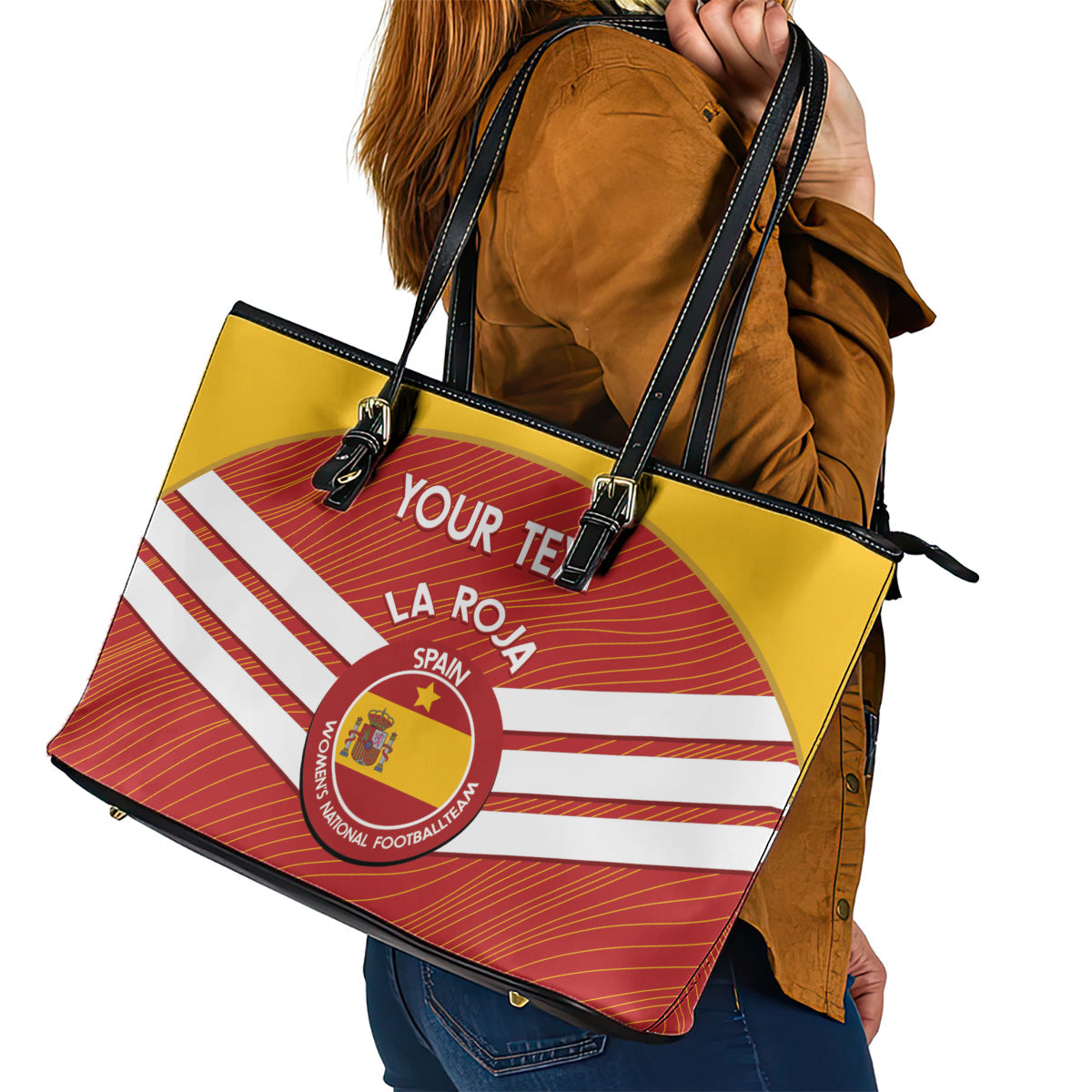 Custom Spain Football Leather Tote Bag Summer 2024 La Roja LT14
