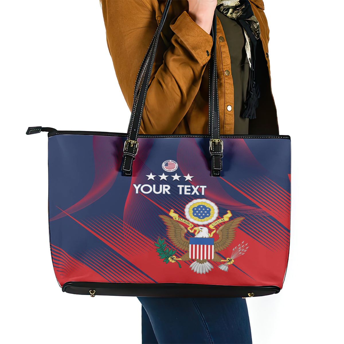 Custom United States Soccer Leather Tote Bag Summer 2024 Go USA LT14