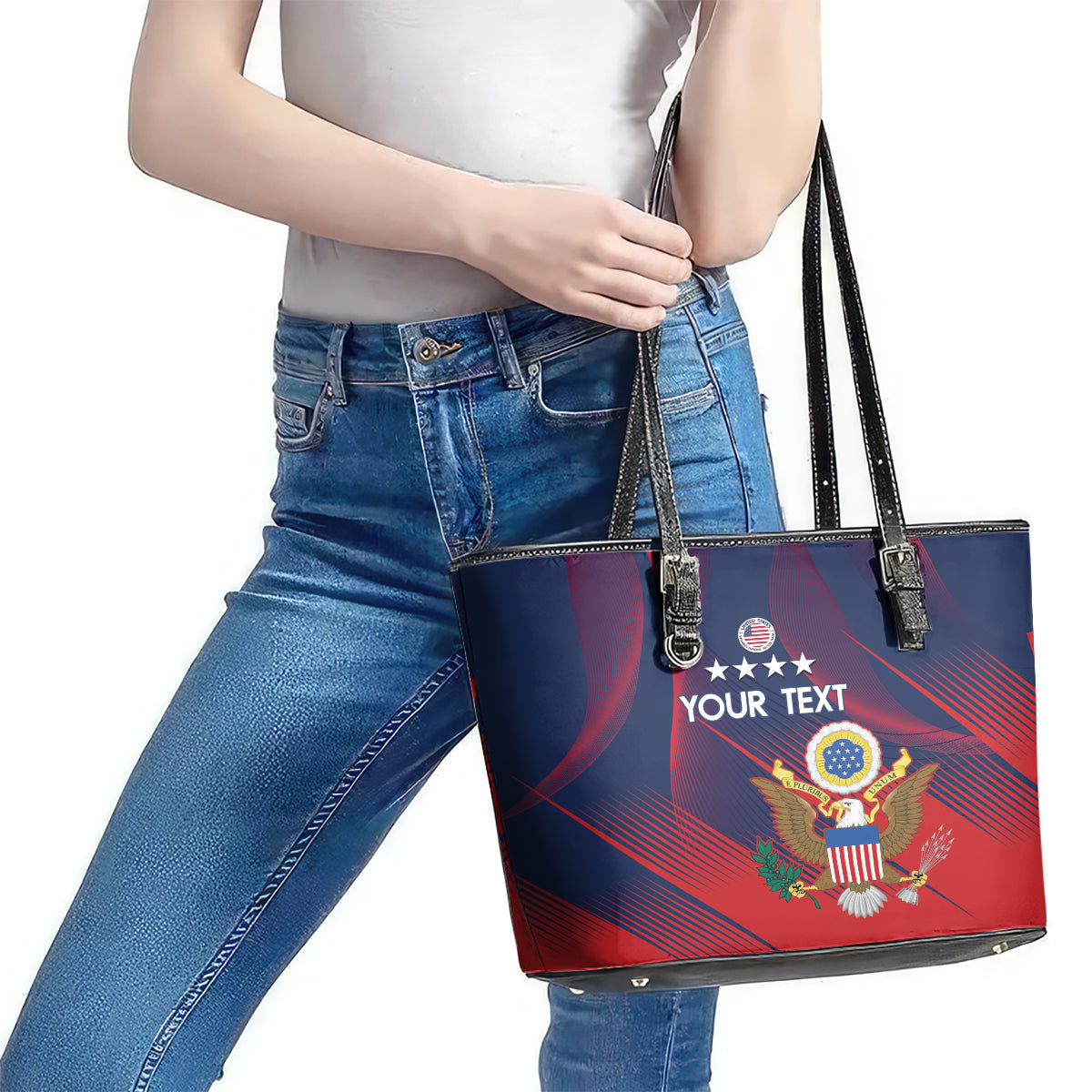 Custom United States Soccer Leather Tote Bag Summer 2024 Go USA LT14