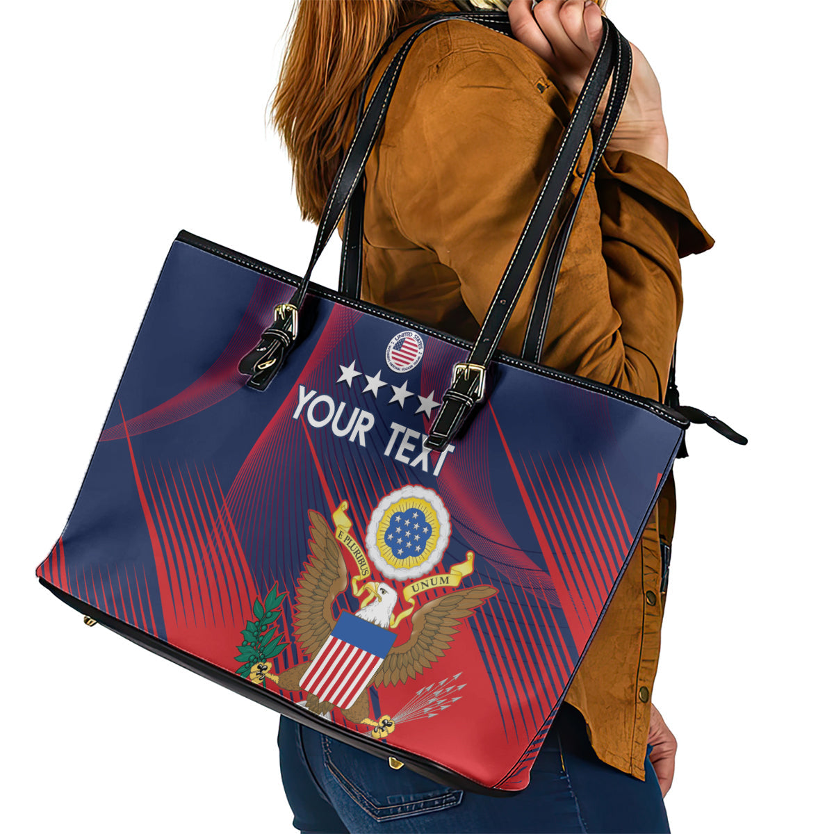 Custom United States Soccer Leather Tote Bag Summer 2024 Go USA LT14