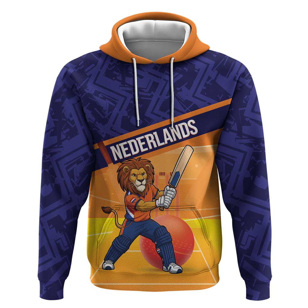 Custom Netherlands Cricket Hoodie Go Flying Dutchmen Lion Mascot LT14