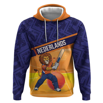 Custom Netherlands Cricket Hoodie Go Flying Dutchmen Lion Mascot LT14