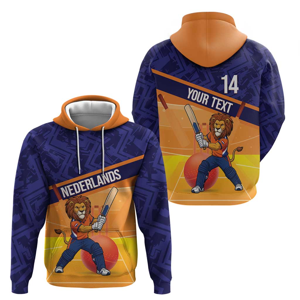 Custom Netherlands Cricket Hoodie Go Flying Dutchmen Lion Mascot LT14