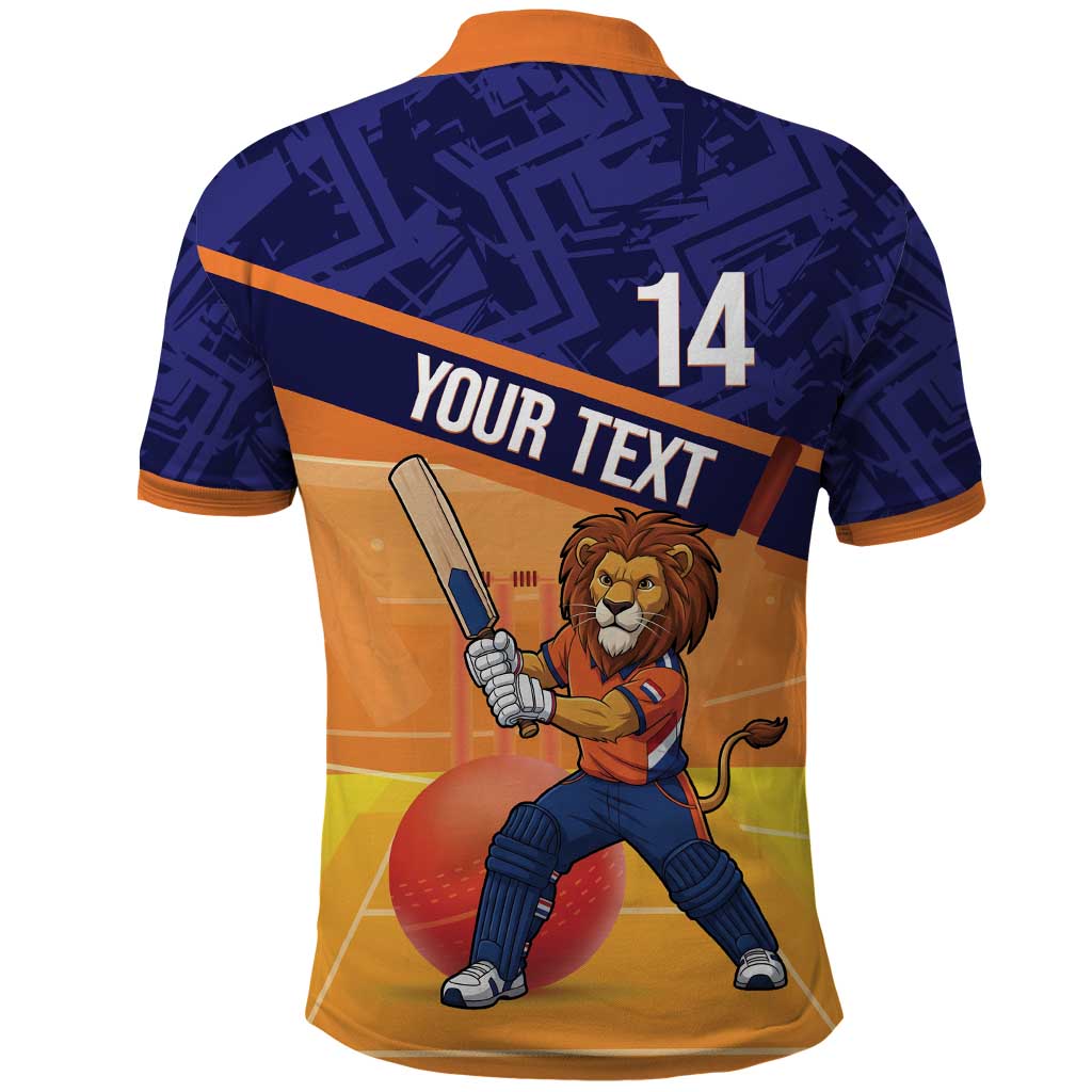 Custom Netherlands Cricket Polo Shirt Go Flying Dutchmen Lion Mascot LT14