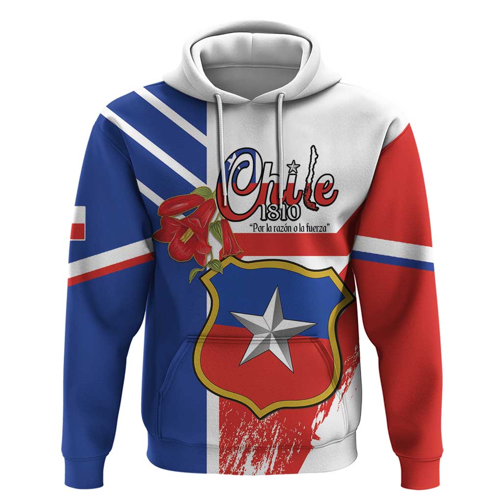 Personalized Chile Independence Day Hoodie Chilean Coat Of Arms Copihue Flag Style LT14